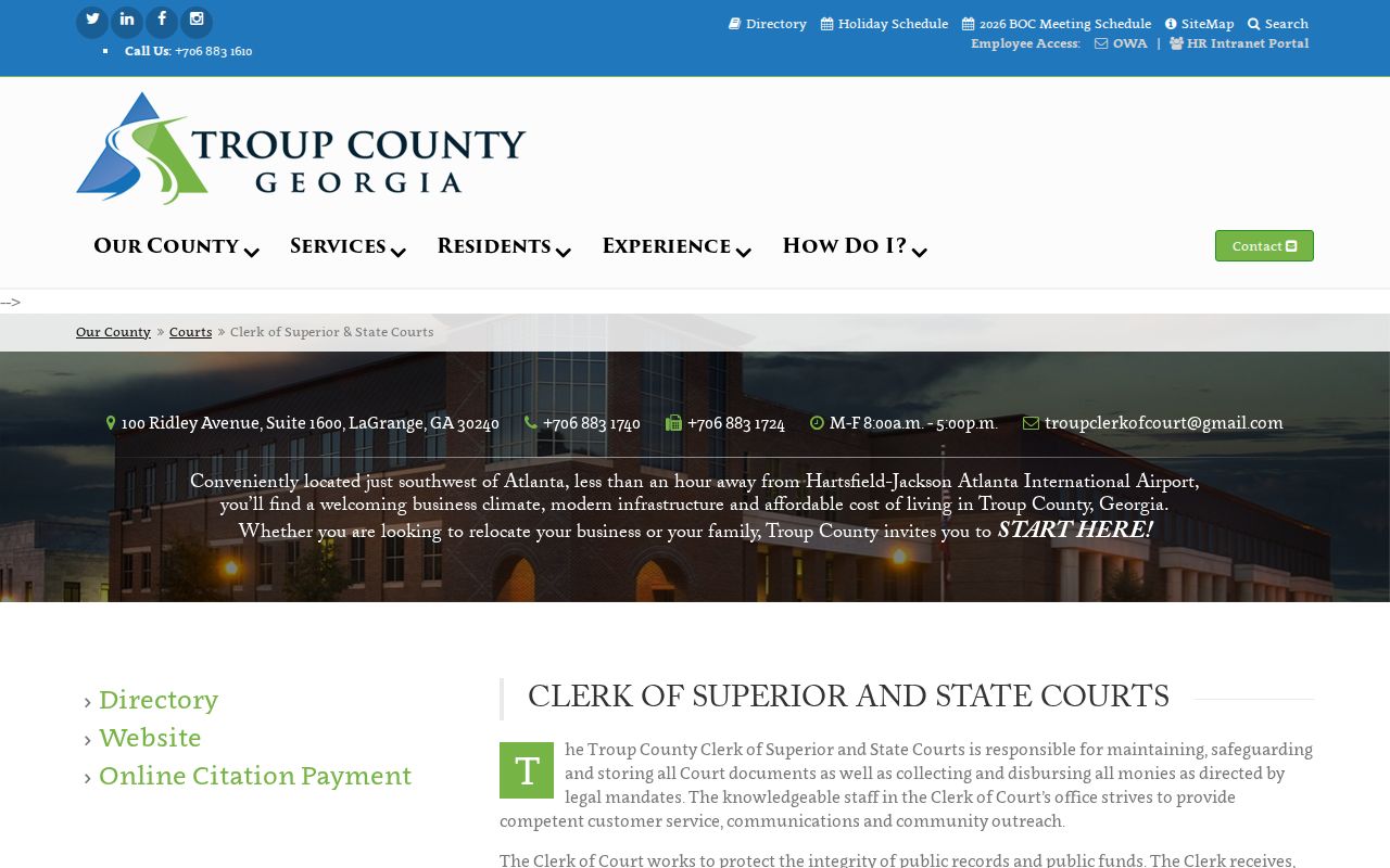 Troup County court case clerk information