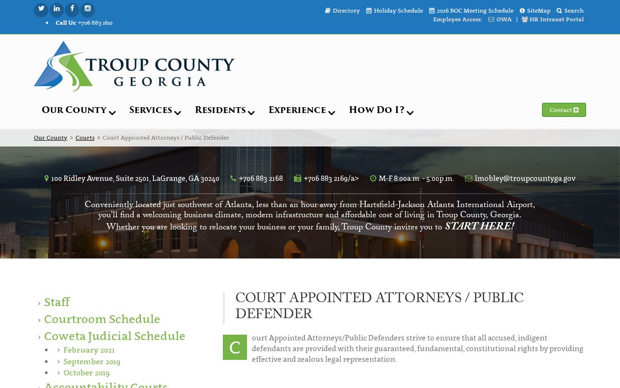 Troup County public defender criminal court case procedures