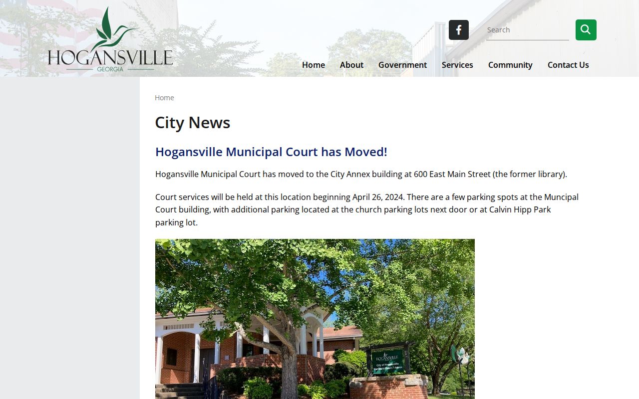 Hogansville Municipal Court criminal record location notice