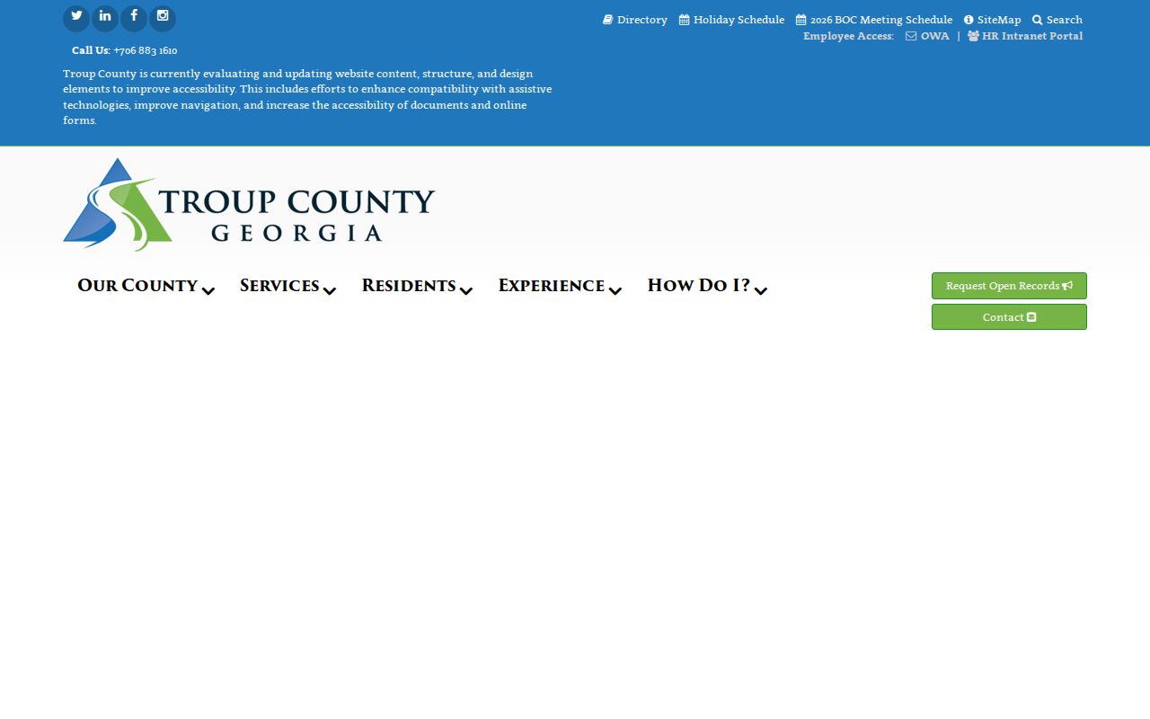 Troup County government homepage and department directory